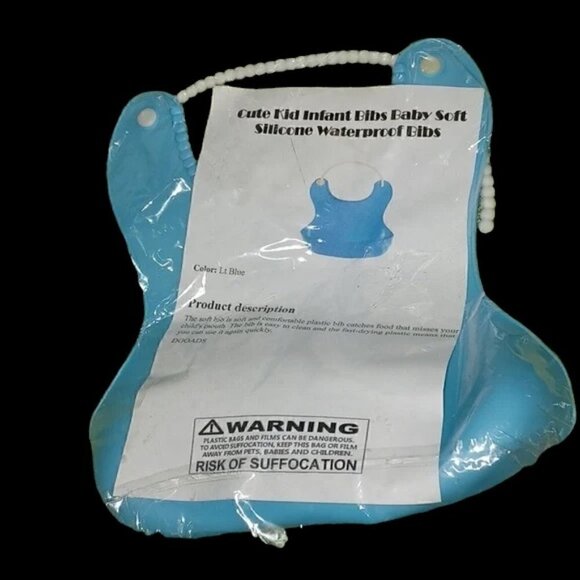 Cute Kid/Infant Soft waterproof Bibs - Lt Blue - Picture 1 of 3